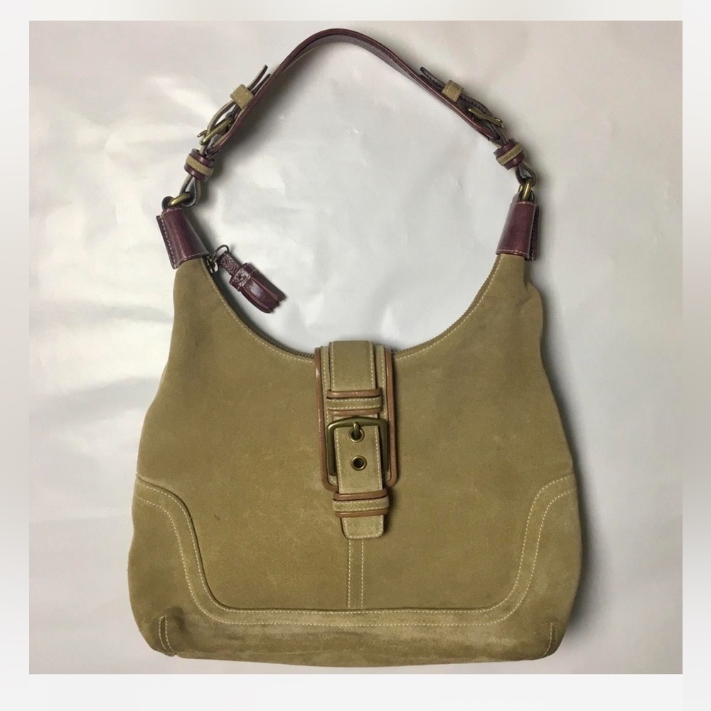 Coach Beige Suede Leather Shoulder Bag
